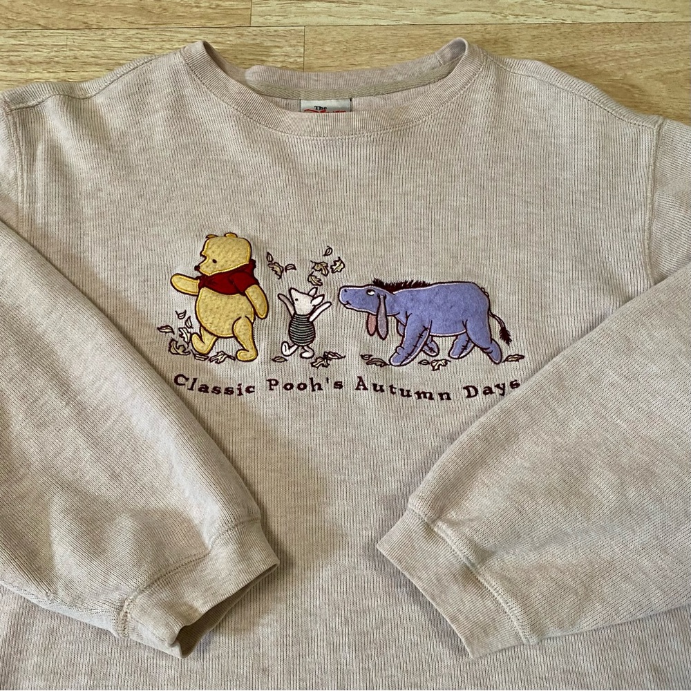 Vintage The Disney Store Sweatshirt Adult L Beige Winnie The Pooh Piglet Eeyore